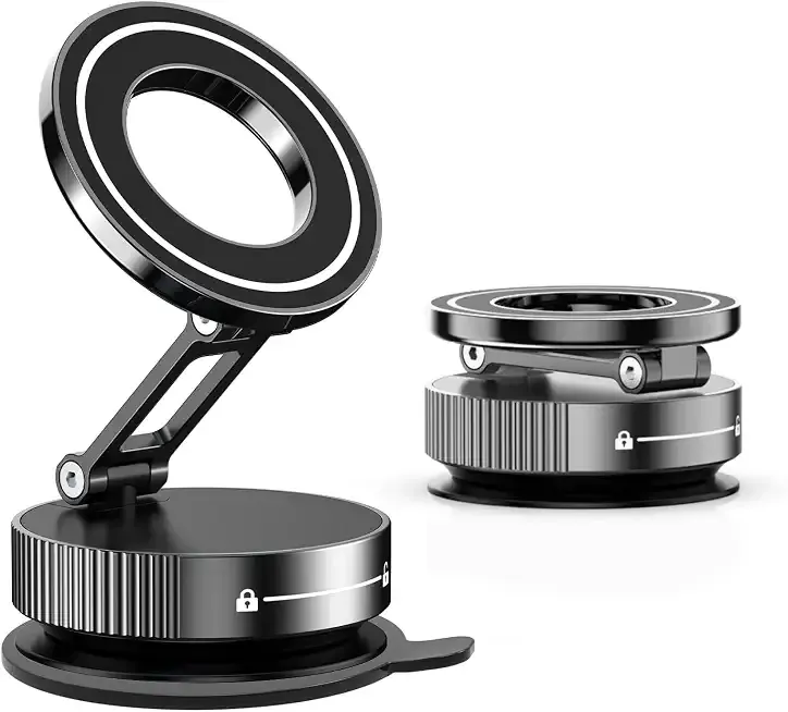 YAOKEEP Magnetic Car Phone Holder, Vacuum Magnetic Phone Mount | 360°Adjustable Vacuum Magnetic Phone Holder, Foldable Suction Cup Phone Mount, Car Mount for iPhone 17-12 Pro Max Plus Air