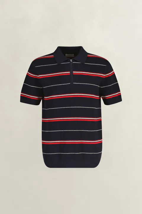 Stripet Zip Polo Genser
