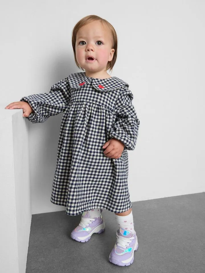 0–18 mois | Robe à col, smocks et motif vichy et culotte nouveau-né