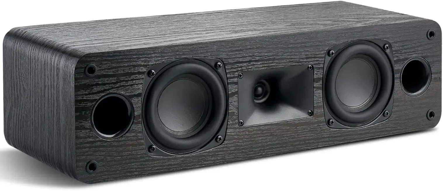 Saiyin Slim Center Channel Speaker,for Desktop Stereo or Home Theater Surround Sound, Dual 3.5" Woofer,Requires a Separate Amplifier or Receiver, Wall Mountable, Single,17 Inch
