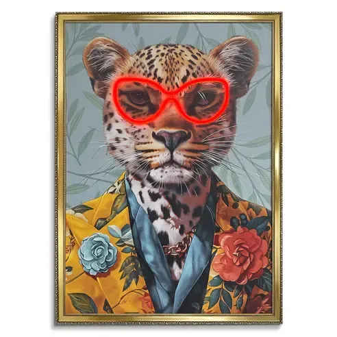 LED-Bild DANDY PANTHER - gerahmt - Timer - 50x70 cm