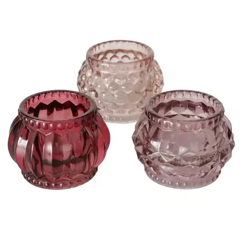Teelichthalter - 3-fach sortiert - Glas