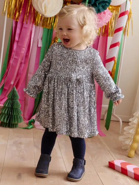 Robe bébé fille à sequins noël - argent