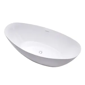 Vanity Art Valence 6-ft. Acrylic Freestanding Oval Soaker Bathtub Centre Drain in White/Integrated Overflow