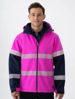 Traders 308 Ripstop Hi Vis Jacket with Reflective Tape pink/navy