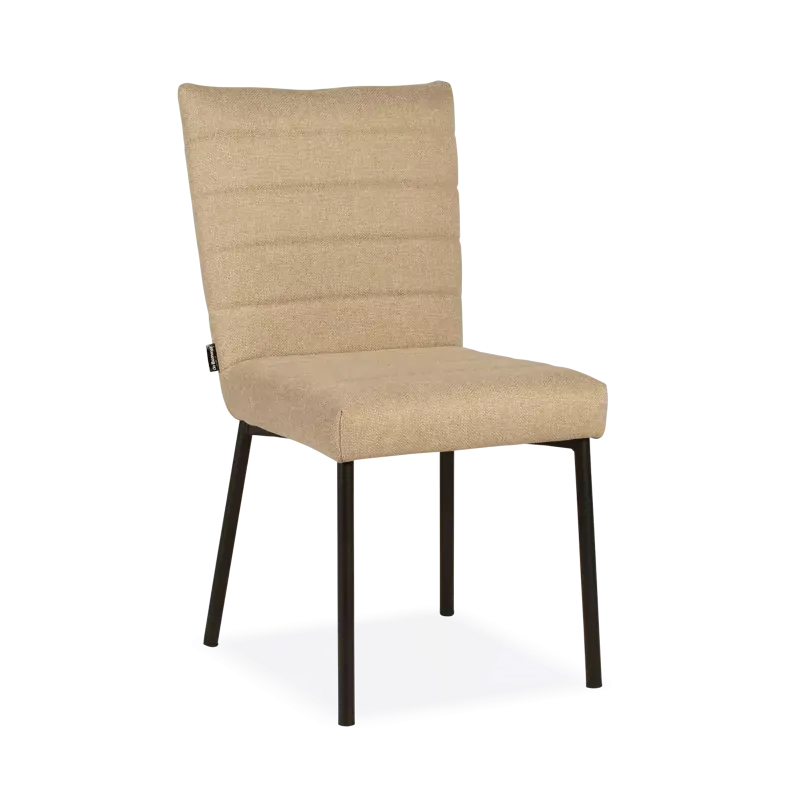 Eetkamerstoel Marea - stof Kamenta Zand - poot zwart - horizontale stiksels