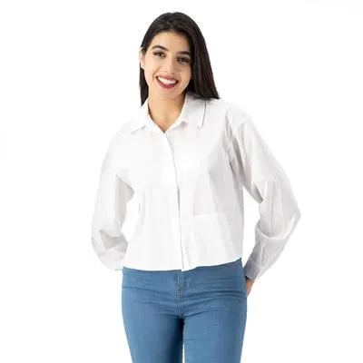 Camisa Mxstaza Mujer Bolsa frontal Botones al tono