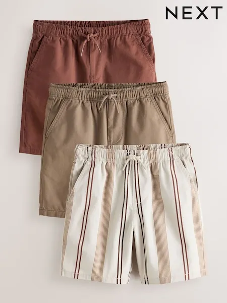 Brown/Rust/Stripe 3 Pack Shorts (3-16yrs)