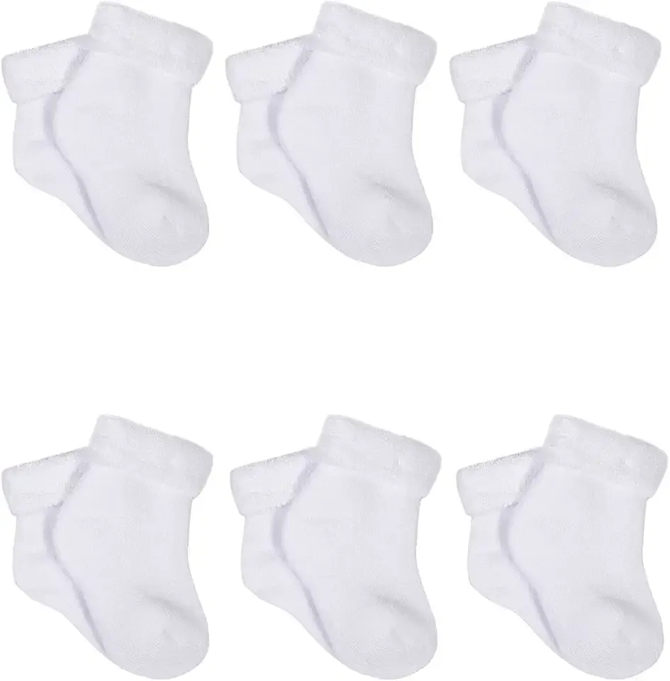 Unisex Baby 6-Pack White Terry Socks
