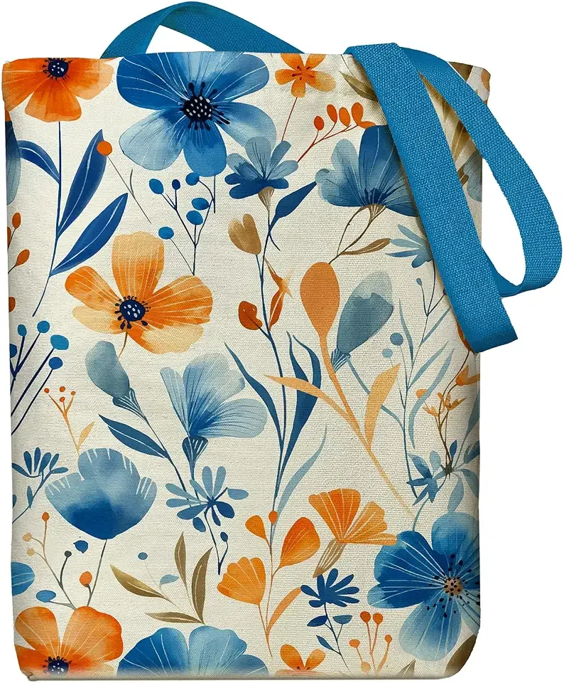 itgowisa Tote Bag for Women, Reusable Zippered Canvas Bag with Handles Pocket Thick Canvas, for Grocery Shopping Beach Gift