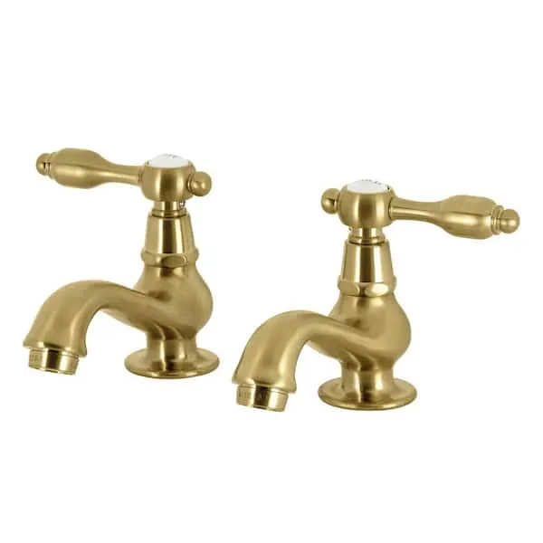 Kingston Brass Tudor Basin Tap 4 in.​ Centerset 2-​Handle Bathroom Faucet in Brushed Brass