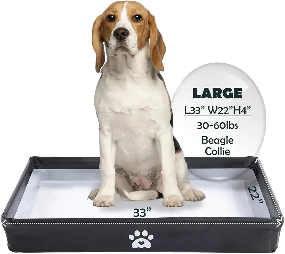MEEXPAWS Dog Pee Pad Holder Tray Foldable, Puppy Pad Holder Liner Base High Side, Litter Box Indoor for Large Dog 33’’x22’’, Training Leak-Proof, Potty Easy Clean