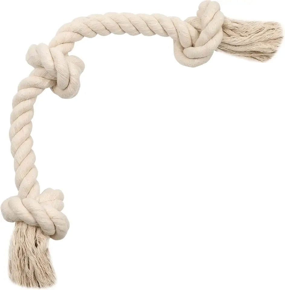 Barida Natural White Cotton Tough Dog Rope Toy for Medium & Large Dogs. Non Toxic and Premium Rope Toys for Dogs.