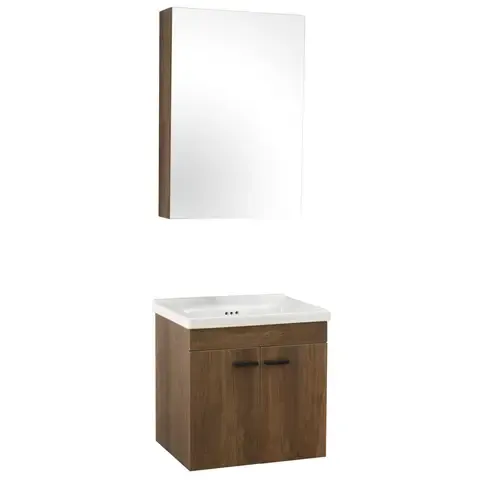 Combo Mueble Baño con botiquín Nogal; 50x50x40 cm