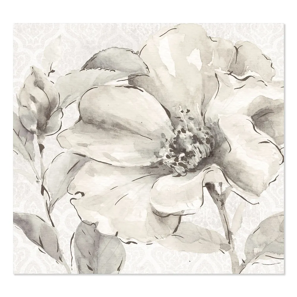 Designart Designart \'Indigold Grey Peonies IV\' Farmhouse Canvas Art - 16x16