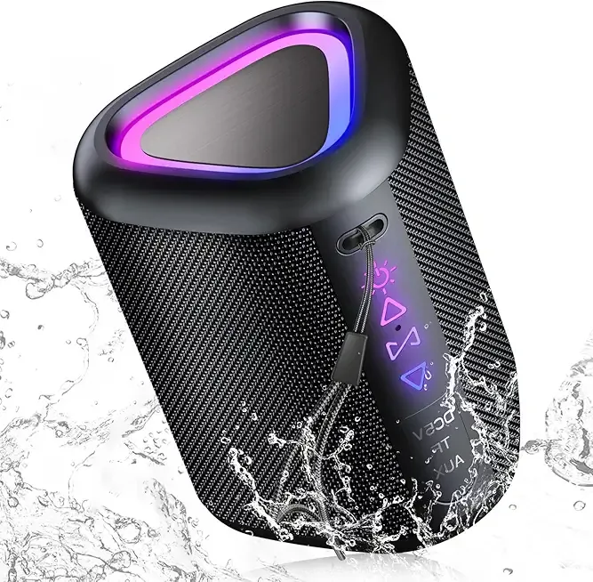 aowoka Bluetooth Speaker, 2025 Portable Wireless Speakers with Led Light, Bluetooth 5.4, 24H Playtime, Enhanced Bass, IPX7 Waterproof, Outdoor Speaker for Travel, Sport, Party, Biking.