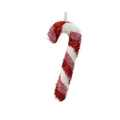 Ornament zuurstok foam 21 cm rood/wit