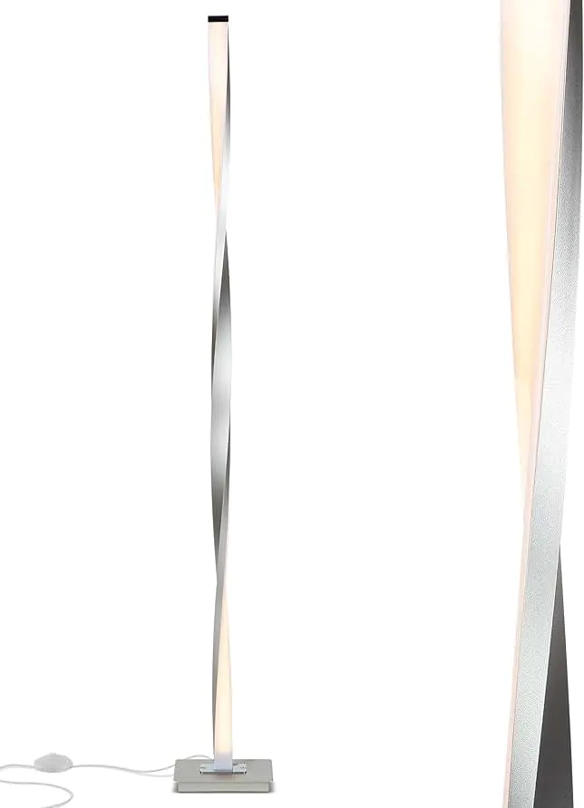Brightech Helix LED Bright Floor Lamp for Living Rooms & Bedrooms, 48" Tall Pole Lamp, Dimmable Standing Lamp - Platinum Silver