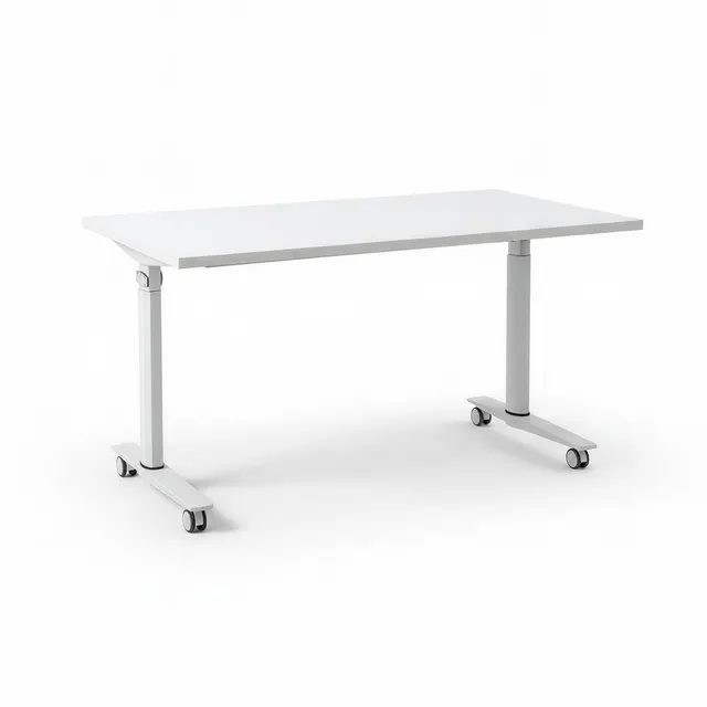 Spacio FlexiMove Mesa Escritorio Plegable y Volteable de Oficina con Ruedas - 1200x600x755mm - Color Blanco Mate