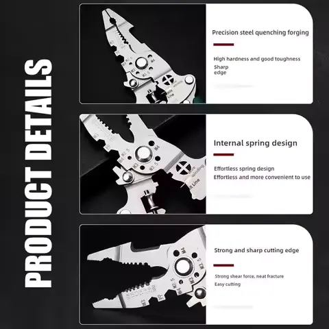 Foldable 18-in-1 Wire Stripping Pliers Crimping Tool - Multifunctional Electrician Pliers, Professional-Grade Electrician Tools