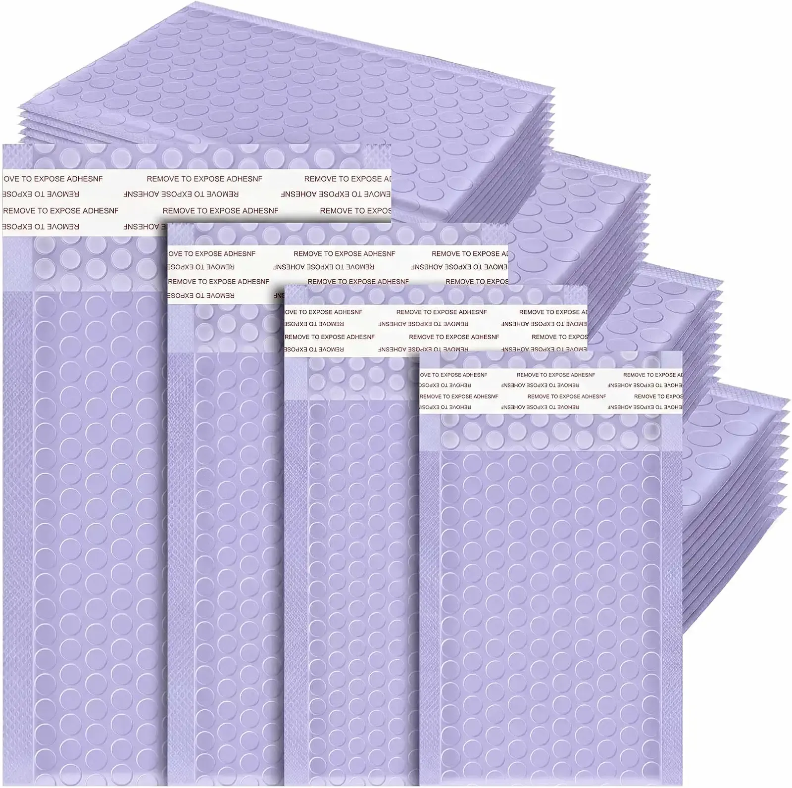 Henoyso 100 Pcs Purple Bubble Mailer 4 Sizes Adhesive Padded Envelopes | Waterproof Cushioning Seal, Bubble Mailers Shipping Bags, for Mailing Packaging Packing Makeup Jewelry Small Business