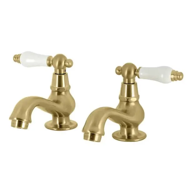 Kingston Brass Heritage Basin Tap 4 in.​ Centerset 2-​Handle Bathroom Faucet in Brushed Brass