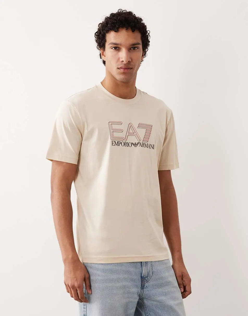 Armani EA7 logo crew neck t-shirt in beige