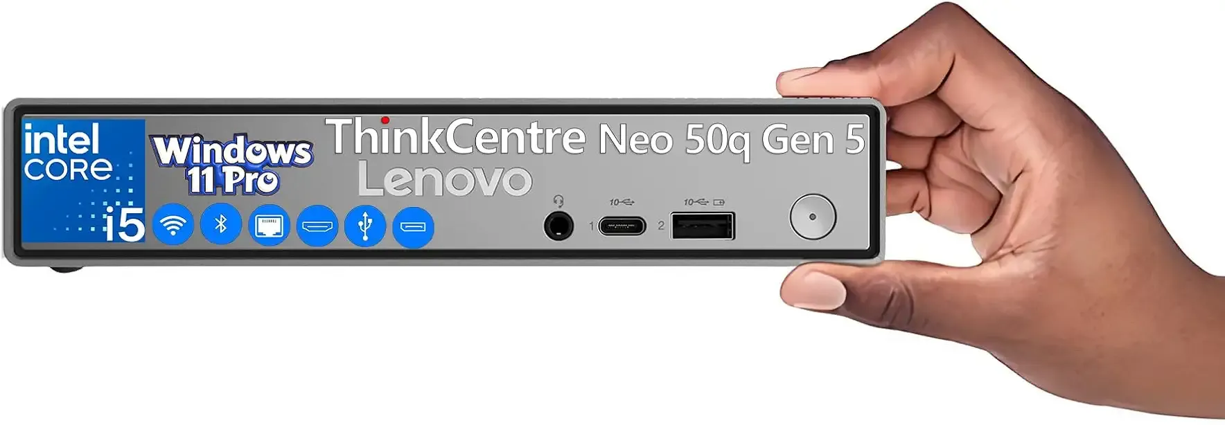 Lenovo ThinkCentre neo 50q Gen 5 Tiny Desktop | Intel i5-13420H 8-Core | 16GB DDR5 RAM | 512GB SSD | Intel UHD Graphics | Dual Display | WiFi 6E | Bluetooth | Windows 11 Pro | Mini PC | Black