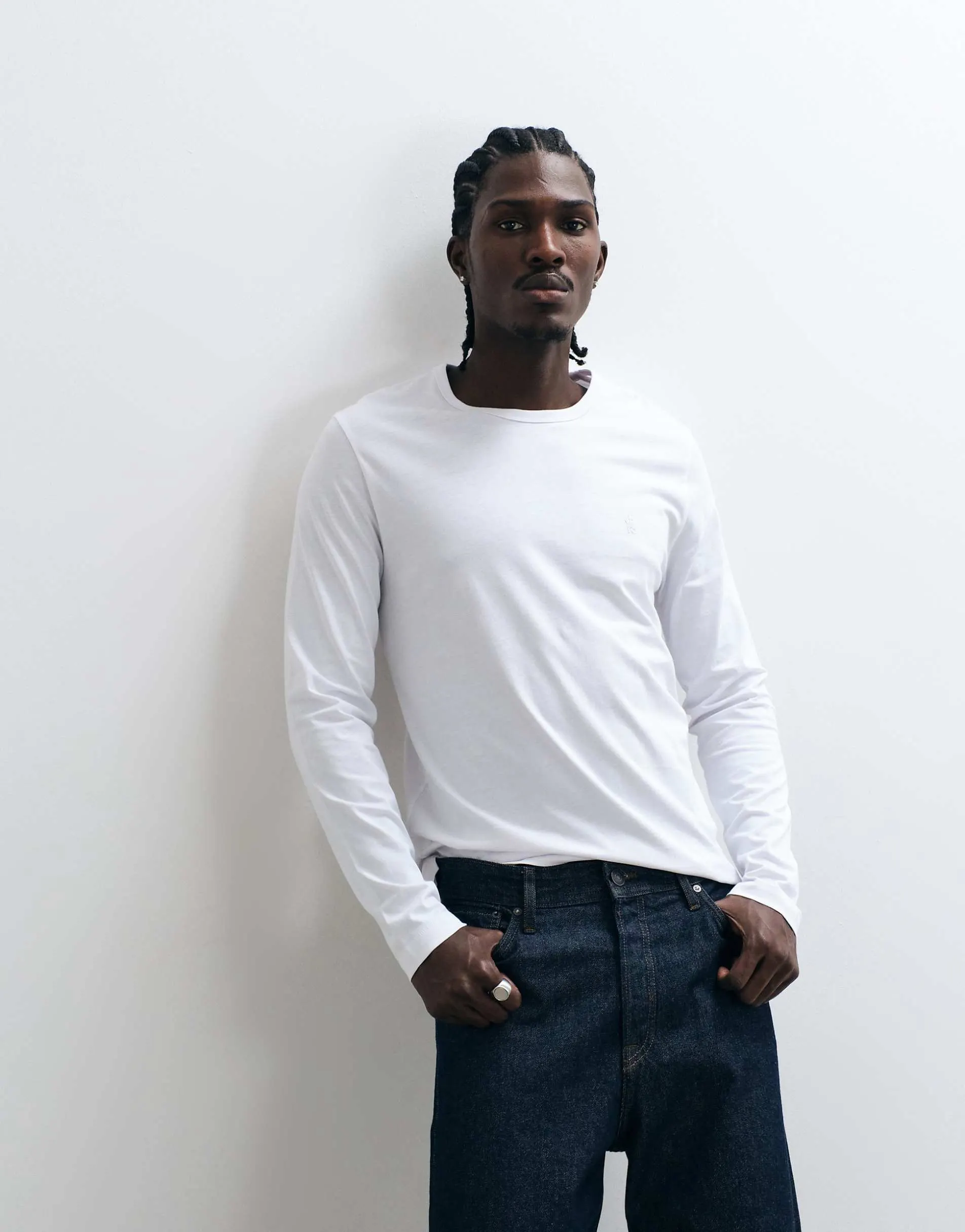 French Connection long sleeve crew neck t-shirt in white