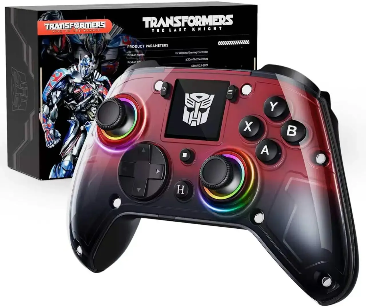Transformers Wireless PC Gaming Controller with Interactive Screen, Red | Hall Joysticks & Triggers, 1000Hz Polling Rate, 4 Programmable Buttons, Compatible with PC, Switch/Switch2, PS4, iOS, Android