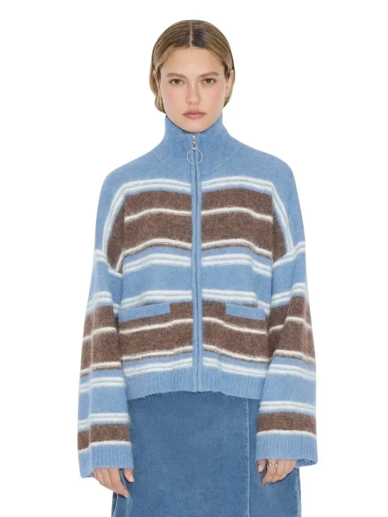 Tine Stripe Cardigan - Blå