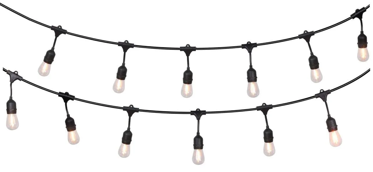 48-ft Plug-in Black Outdoor String Light with 18 White -Light LED Edison Bulbs