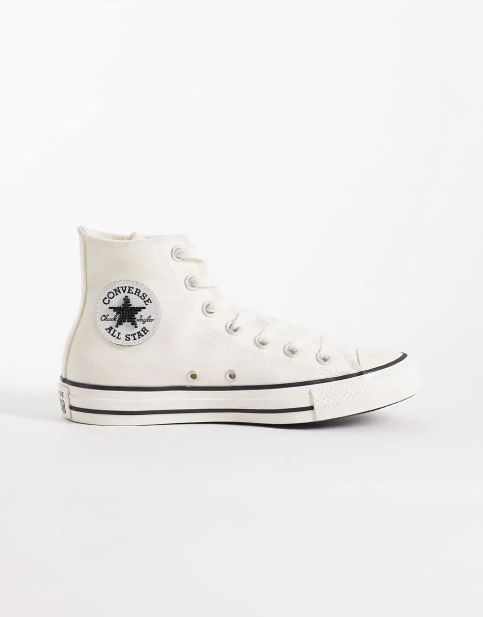 Converse Chuck Taylor All Star Hi trainers with beading detail in off white