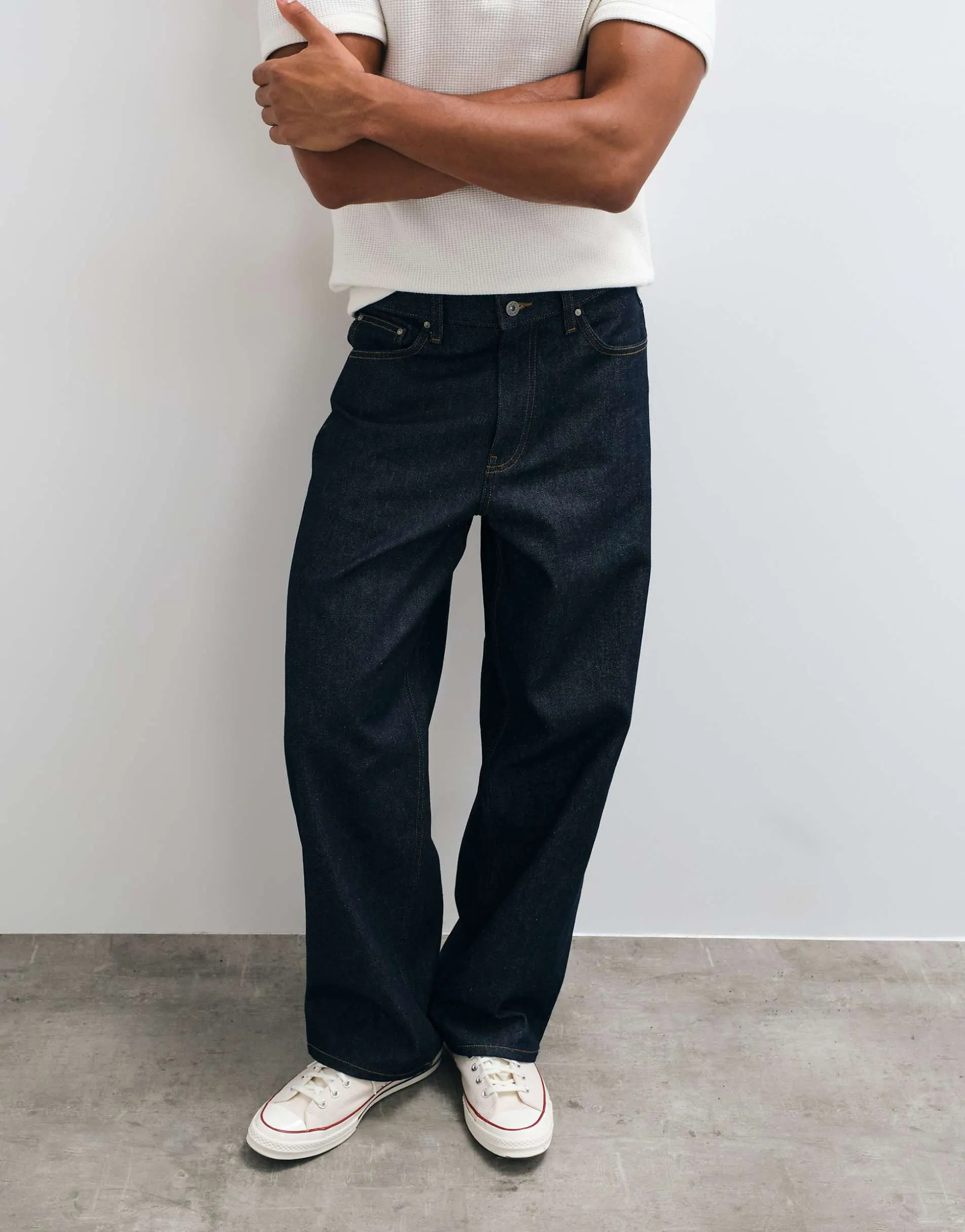 ASOS DESIGN baggy jeans in raw indigo