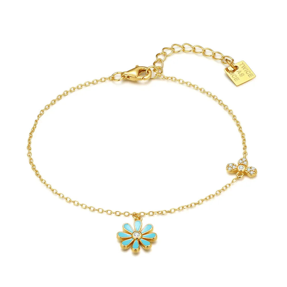 Armband in zilver, met een bloem zirkonia