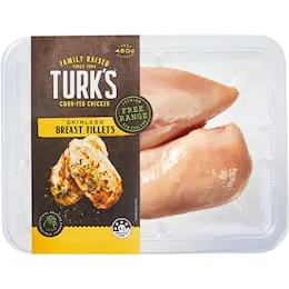 Turk's Free Range Chicken Breast Skinless Fillet 450g