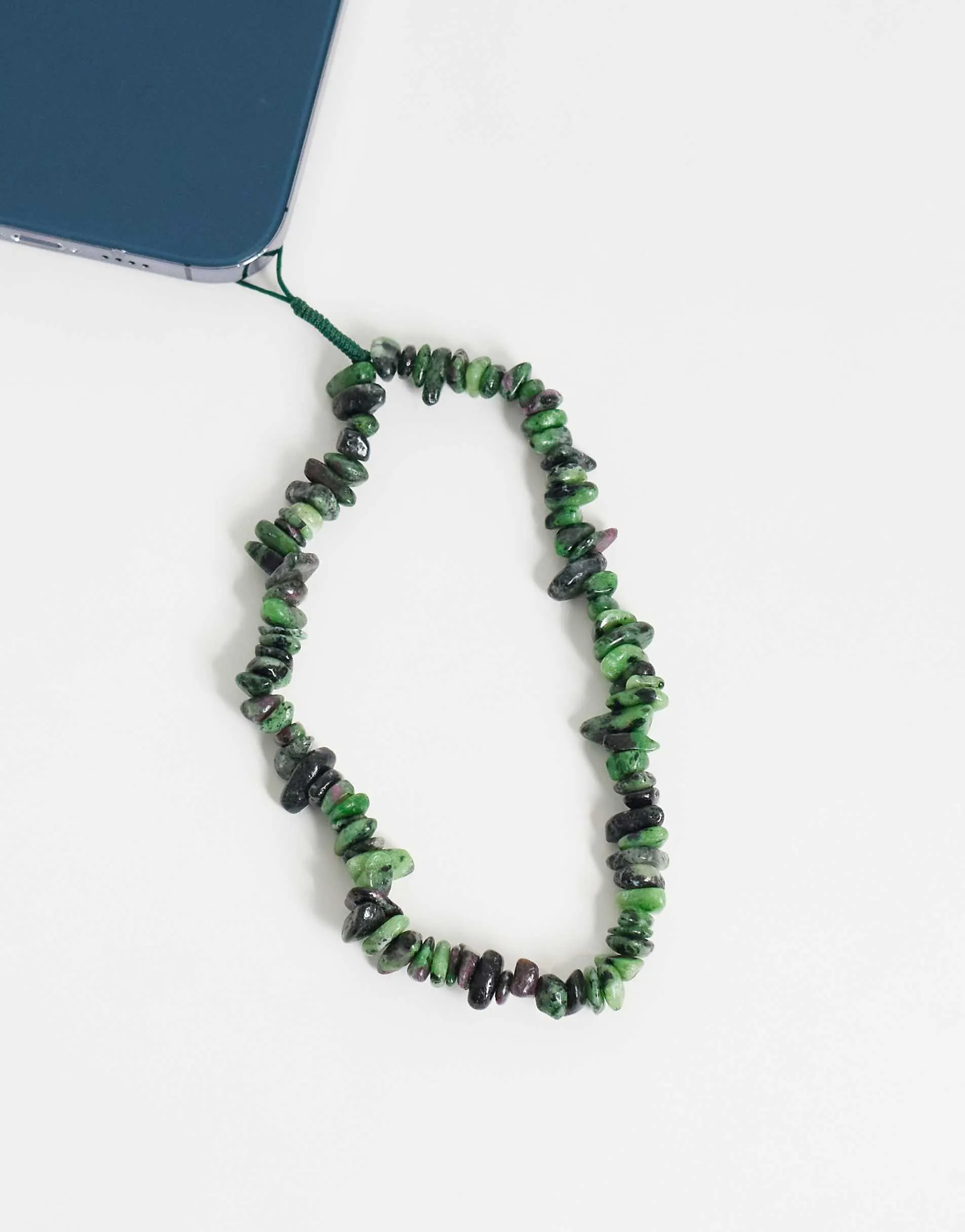 ASOS DESIGN phone charm with semi-precious chippings