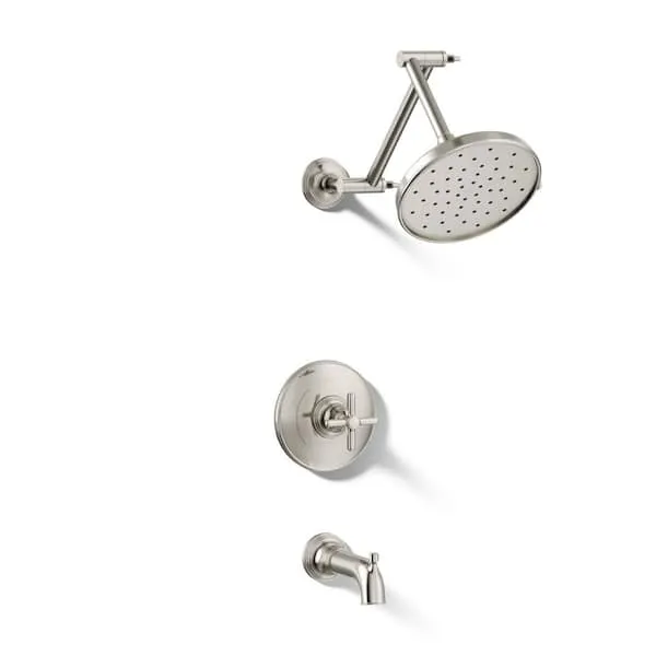 KOHLER Paces Single Handle 3-​Spray Tub and Shower Faucet 1.​75 GPM in Vibrant Polished Nickel (Valve Included)​
