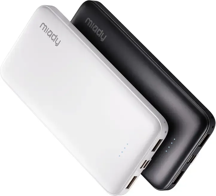 Miady 2-Pack 10000mAh Dual USB Portable Charger, Type-C Charging Power Bank, Slim Battery Pack for iPhone 17/16/15/14, Galaxy S24/22, Android etc