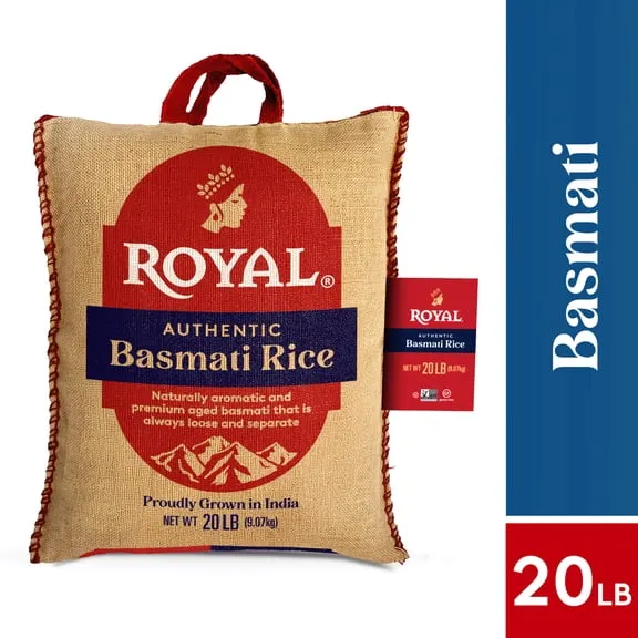 Authentic Royal Naturally Aged Indian White Basmati Rice, Long-Grain, Gluten-free - 20 lb. Bag $23.84 7.5 ¢/oz
