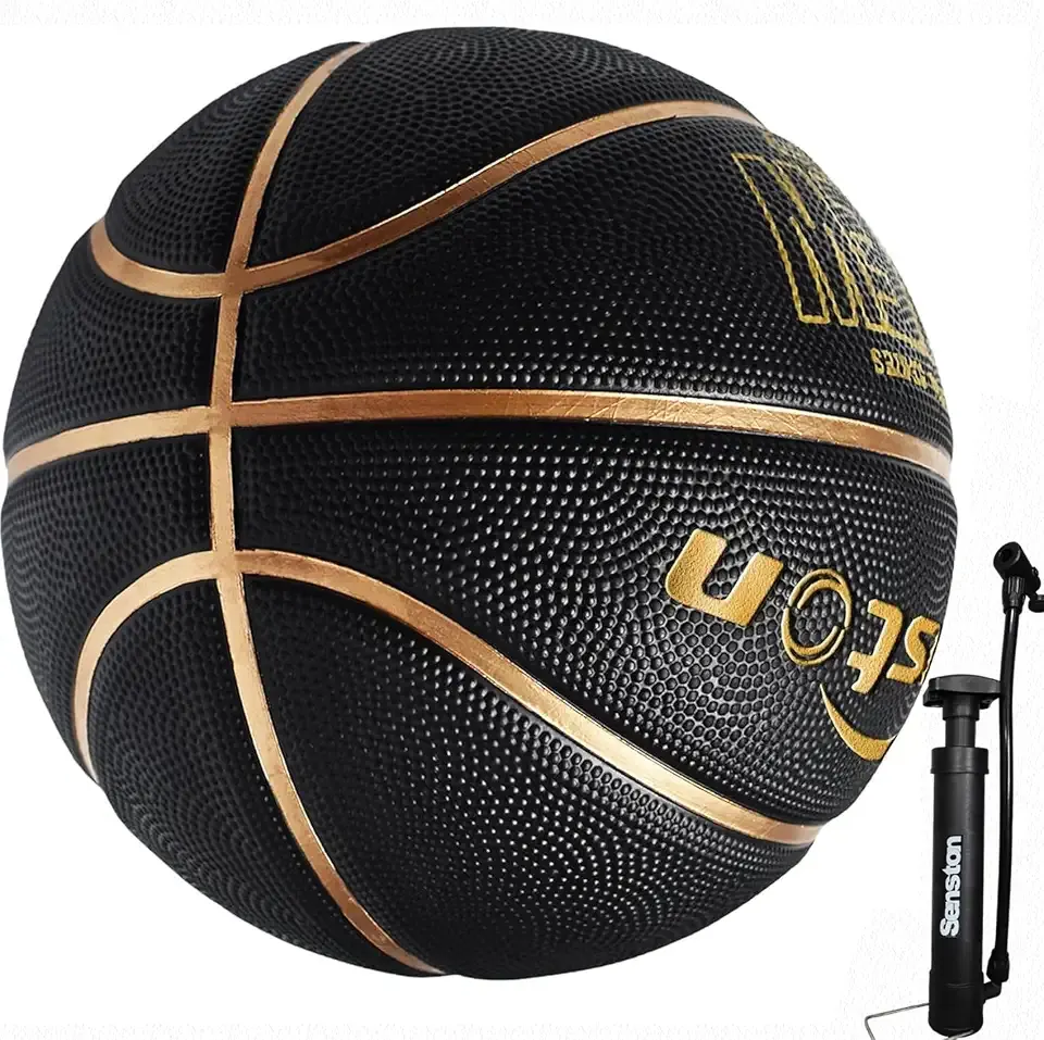 Senston 27.5''/29.5'' Outdoor Basketball Excellent Elasticity/Grip Rubber Basketballs with Pump, Durable Size 5/7 Men Basketball