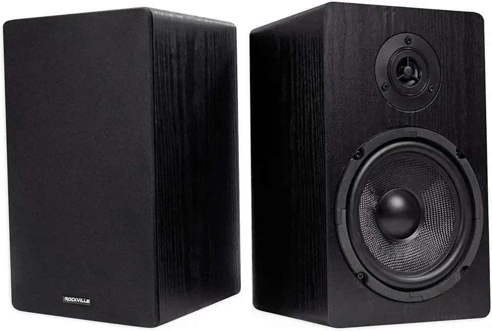 Rockville Pair RockShelf 64B V2 400W Black 6.5" Bookshelf Speakers, 4 Ohm, Kevlar Woofers, Silk Dome Tweeter, Wall-Mountable, for Home Theater and Music Enthusiasts