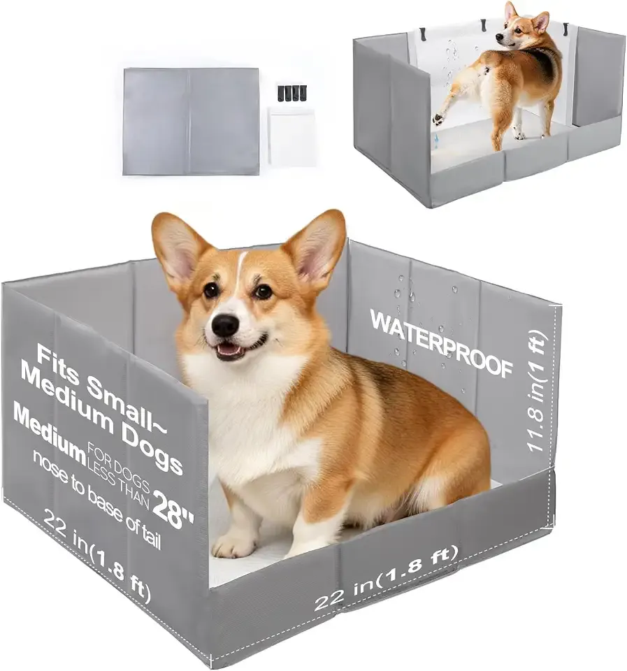 HQ4US 4LEGS Dog Litter Box Indoor High Walls, Puppy Pee Pad Holder Foldable