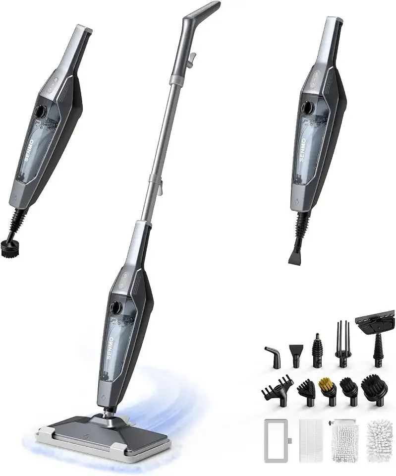 SENMO Steam Mop, 14-in-1 Detachable Steam Cleaner for Home and Floor, 1300W 228°F Deep Cleaning MultiPurpose Floor Steamer with 14 Attachments for Hardwood Floors, Tile, Grout, Furniture, Carpet, Wall