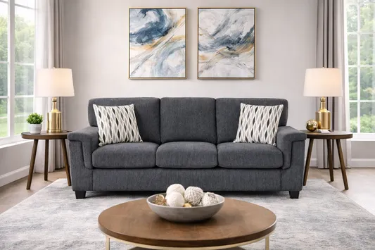 Chelsea 82" Sofa with Decorative Pillows by Homelegance - Gray