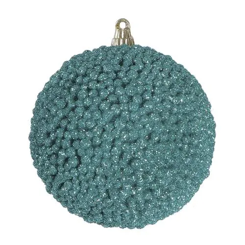 Enchanted Forest® 60mm Turquoise Beaded Shatterproof Ornaments - 6 Pack