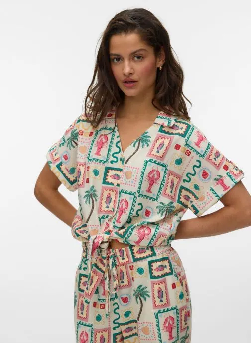Hemden Vmbirdie Ss Button Bow Shirt Exp dames wit