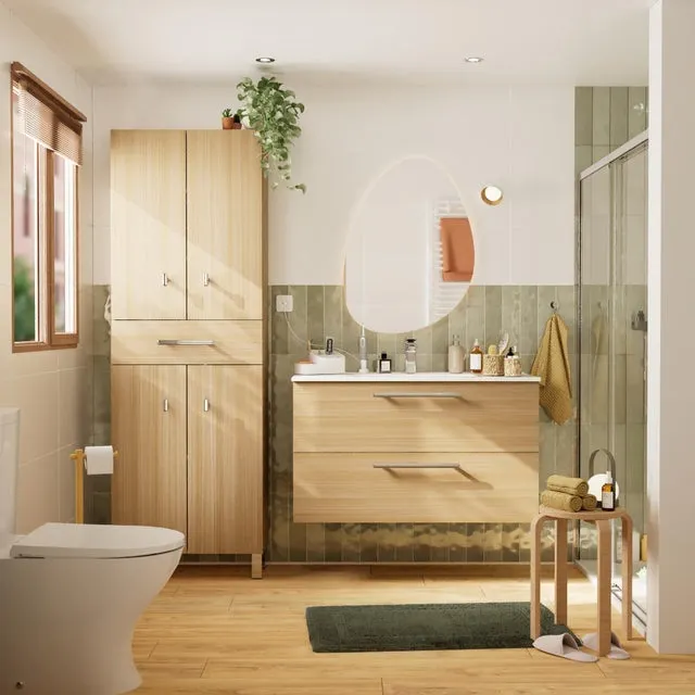 Mueble de baño con lavabo Remix2 roble claro 100x45 cm