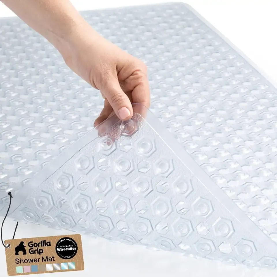 GORILLA GRIP Bath Tub Shower Mat, Bathtub Floor Liner, 35x16 Clear