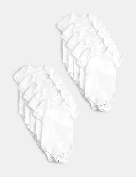 10 Pack Pure Cotton Short Sleeve Bodysuits (6½lbs-3 Yrs)